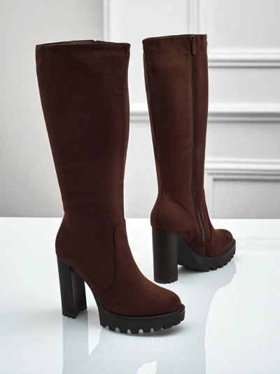 Женские сапоги из эко-замши на каблуке-столбике GaleNest