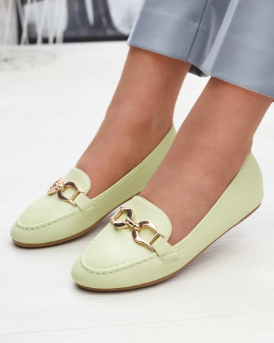 Зеленые женские мокасины из экокожи с украшением Wiwet-Footwear