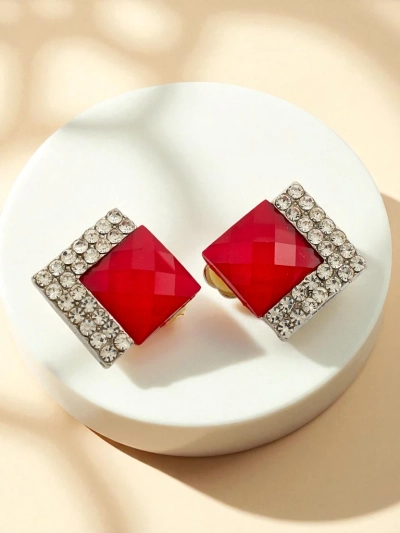 Royalfashion Women's clip-on crystal and zircon earrings