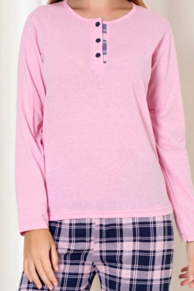 Женская пижама Royal Fashion из хлопка с клетчатыми штанами