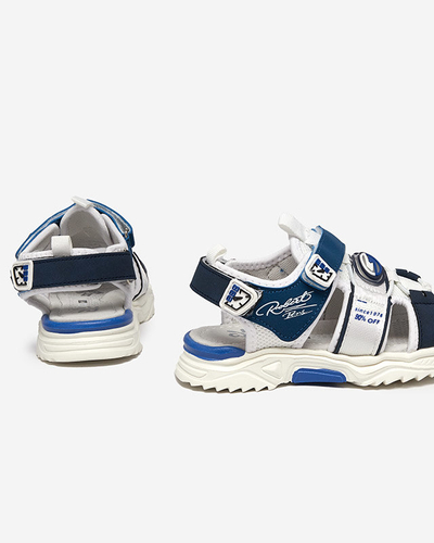 Valged ja tumesinised poiste sandaalid Velcro Roser-Footwear'iga
