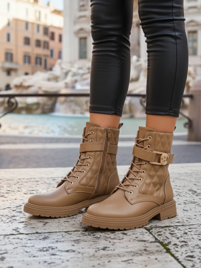 Quilted women's ankle boots made of ecological leather Sable Rose