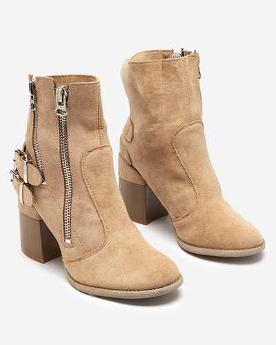 Light brown women's boots on the post Ferrgo- Footwear