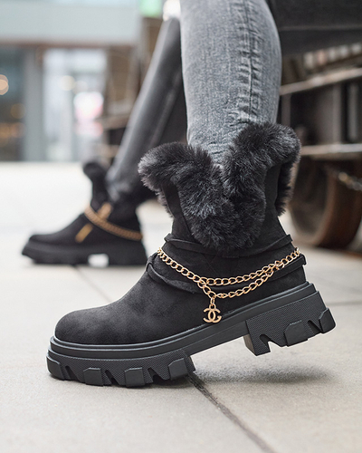 Mustad naiste öko-suedist saapad ketiga Videric - Jalatsid