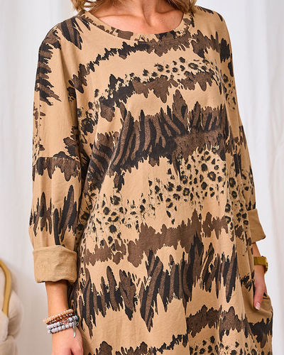 Royalfashion Mustriline naiste helepruun kleit