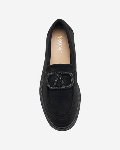 Черные женские мокасины с орнаментом Fogras- Footwear