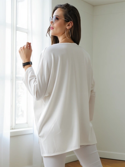 Royalfashion Naiste viskoosbluus, millel on rhinestone-kirjad