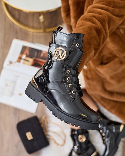 Royalfashion Women's lacquered bagger boots in black Simbeba