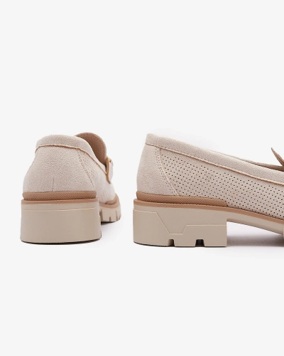 Cream openwork women's moccasins with chain Imerila - Footwear