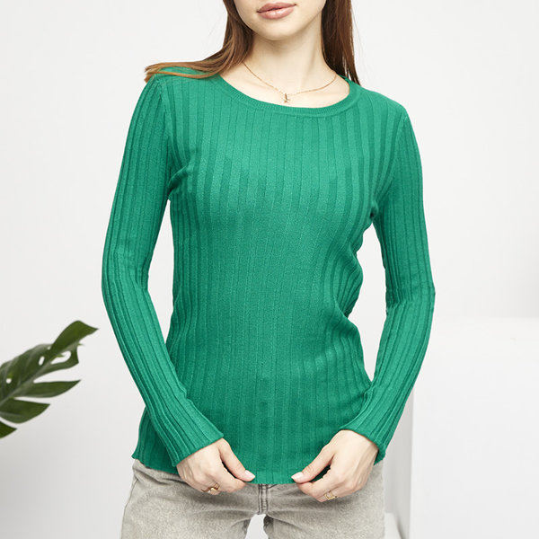 Women's green round neck sweater - Clothing