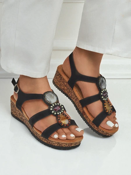 Royalfashion Naiste kiilkontsaga sandaalid kividega Grace Shine