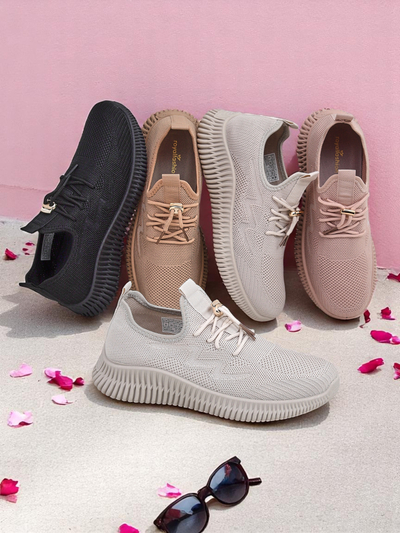 Aurelia Rosa – Royalfashion women's sports shoes made of fabric, pink, flat heel