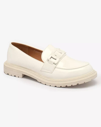 Royalfashion White lacquered moccasins for women Dafench