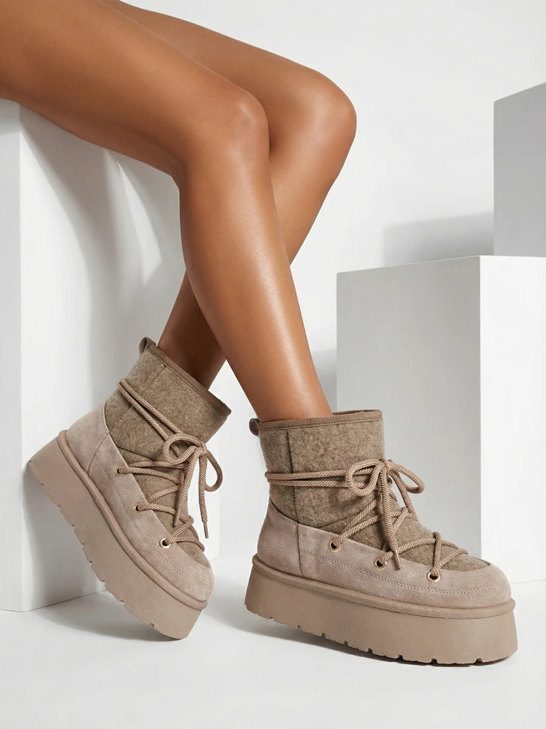 Royalfashion Women's lace-up Filori snow boots