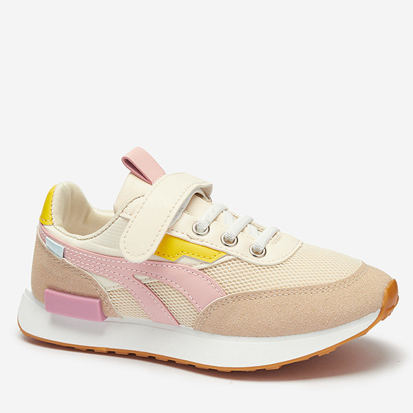 Girls' sports shoes in beige-pink Kaxo- Footwear