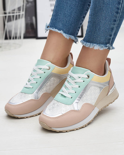 Naiste beežid ja roosad pitsilised spordijalatsid Mnerio- Jalatsid