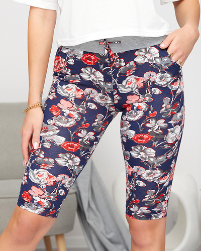 Royalfashion Women's patterned 3/4 shorts in navy blue and red PLUS SIZE