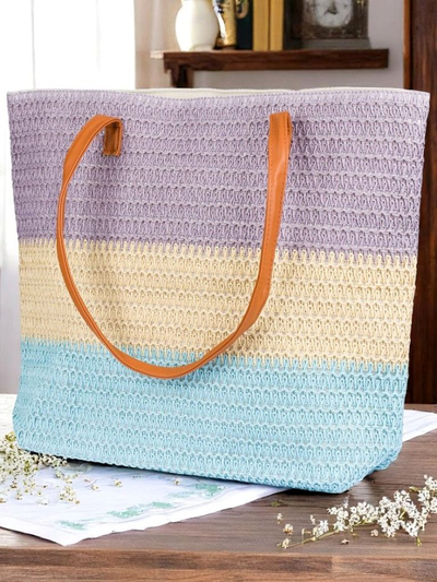 Royalfashion Большая женская соломенная сумка с широкими полосами