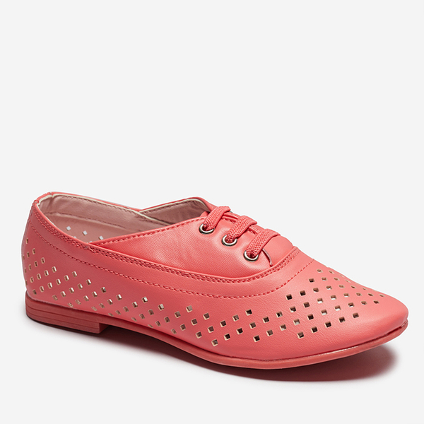 Pink children's openwork moccasins Janno- Footwear