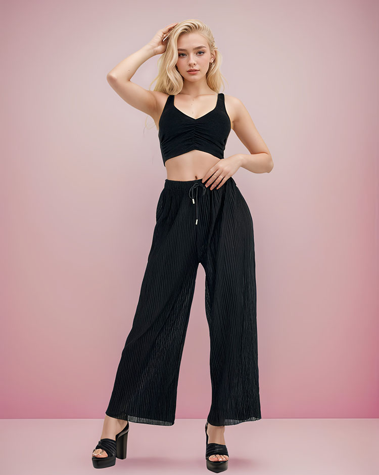 Royalfashion Naiste laiad plisseeritud püksid