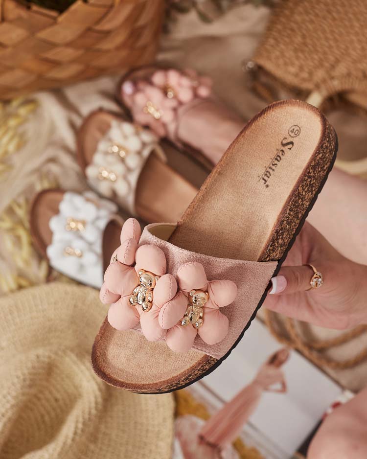 Royalfashion Naiste flip-flops kuldsete karude ja lilledega Isaralle