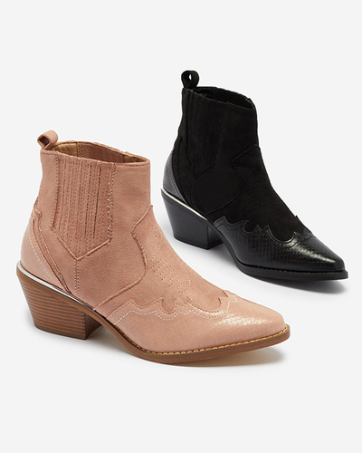 Mustad öko seemisnahast kauboisaapad madalal postil Zirras - Jalatsid