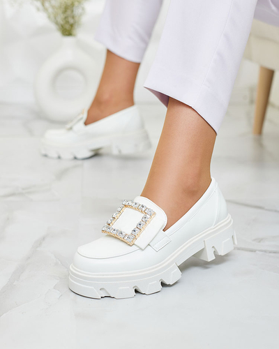 Royalfashion Белые мокасины с украшением на носу Alomease