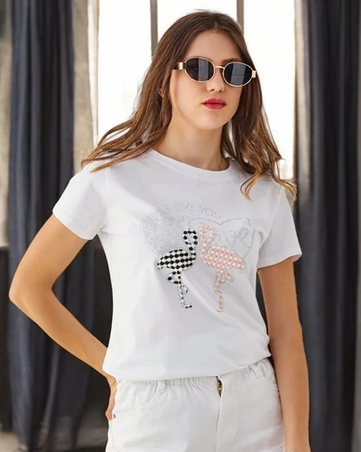Royalfashion Женская хлопковая футболка Flaming Love