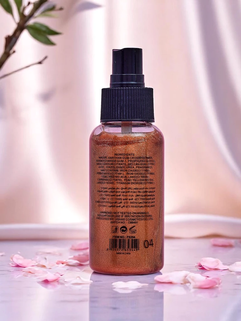 Glow Shimmer Spray for face and body with glitter