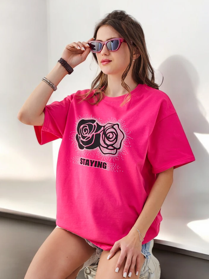 Royalfashion Хлопковая Женская Футболка Роза Цветок