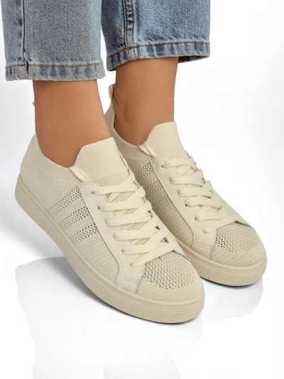 Beige Damiani sneakers - light fabric/eco-leather sneakers for summer