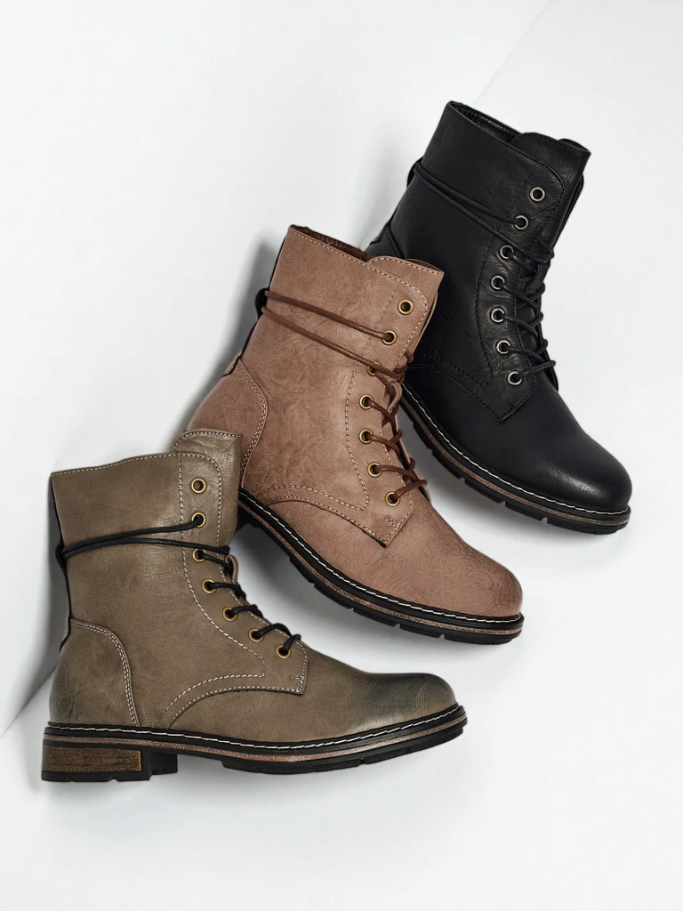 Eco-leather laced women's ankle boots Ravonna