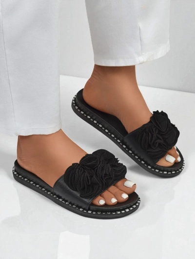 Royalfashion Women's flat sole slides Flora Verde