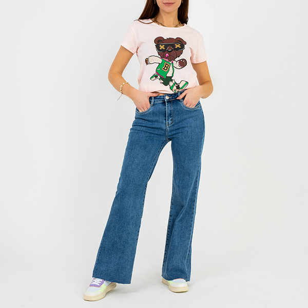 Розовая женская футболка с принтом