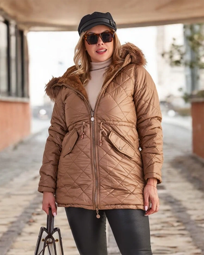 Royalfashion Naiste tikitud jakk pruun