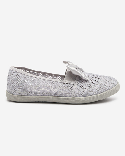Girls' sneakers with Osmo gray bow - Footwear
