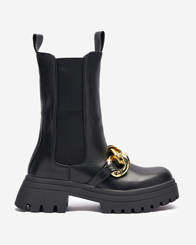 Women's boots with chain in black Evves- Footwear