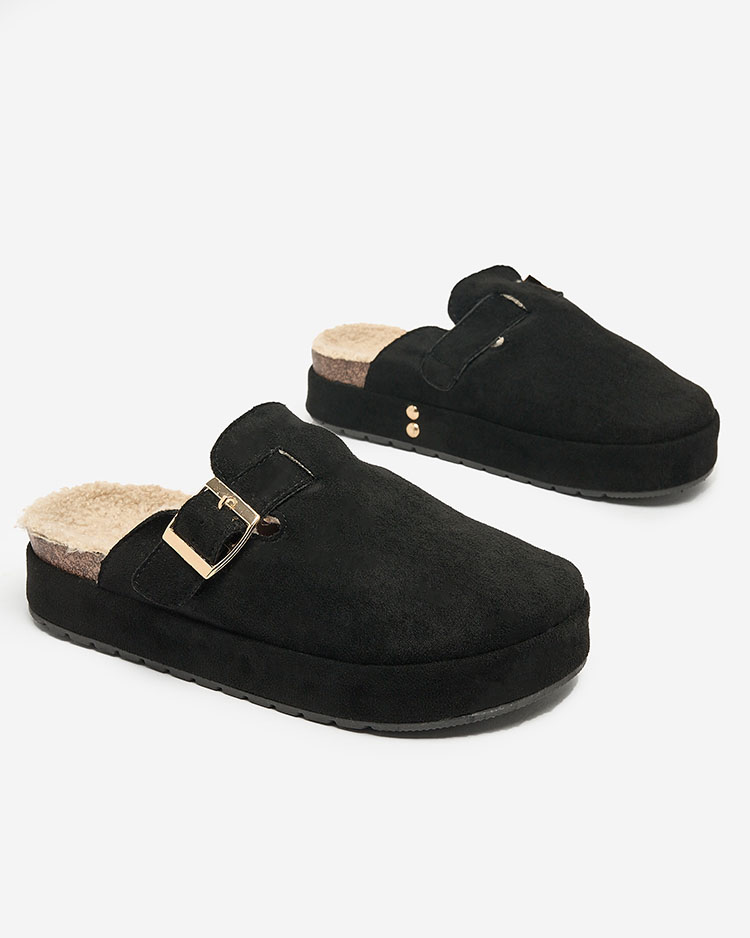 Royalfashion Women's slippers with sheepskin and buckle Kajis