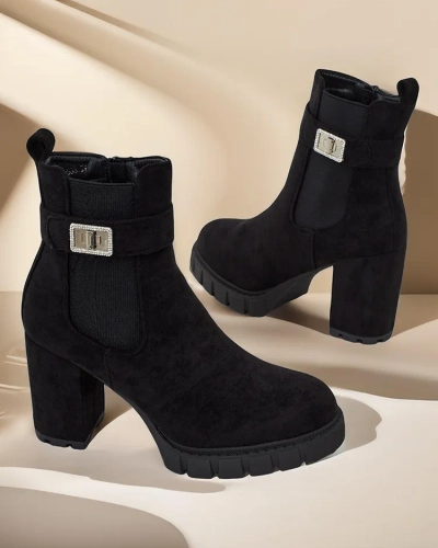 Royalfashion Kvinnor Blockhäl Ankelstövlar Effo