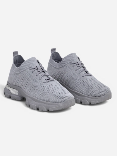 Women's Atenea Light Gray Fabric Sneakers on a 4.5 cm Flat Sole