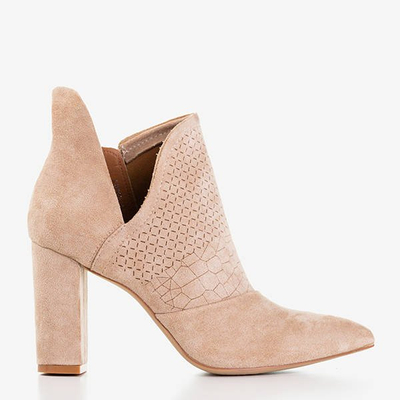 Light brown women's ankle boots on a higher post with a Fimoli cut - Footwear
