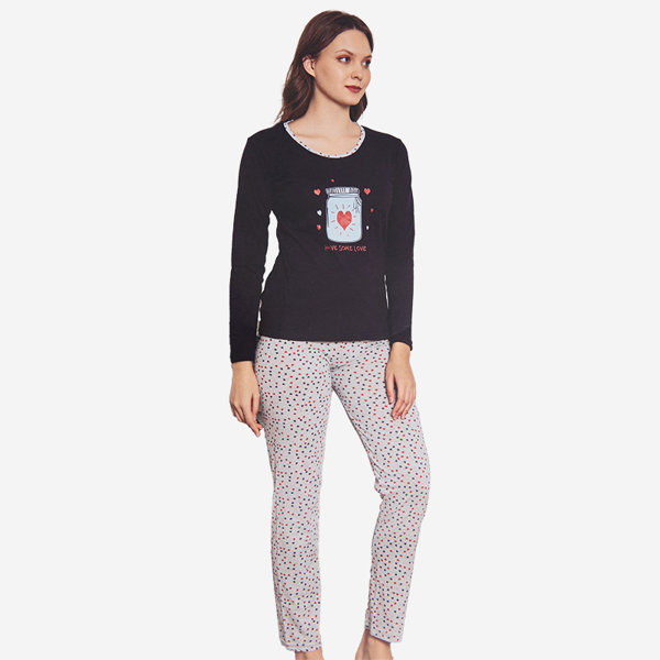 Navy blue and gray Christmas 2 piece pajamas with print - Clothing