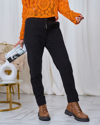 Royalfashion Black corduroy women's fabric pants