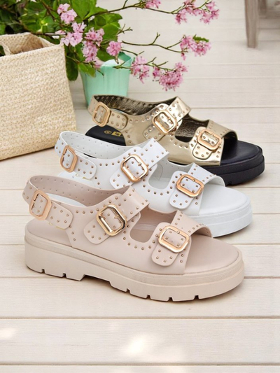 Royalfashion Women's Thick Sole Sandals with Rhinestones Rocky Chic