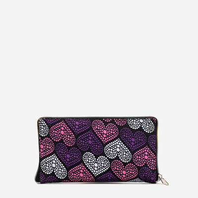 Violet heart-shaped shopping bag folded into a wallet - Accessories