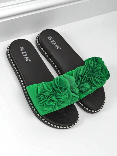 Royalfashion Женские шлёпанцы на плоской подошве Flora Verde