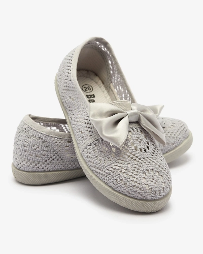 Girls' gray slip on sneakers with bow Sweet Time - Footwear