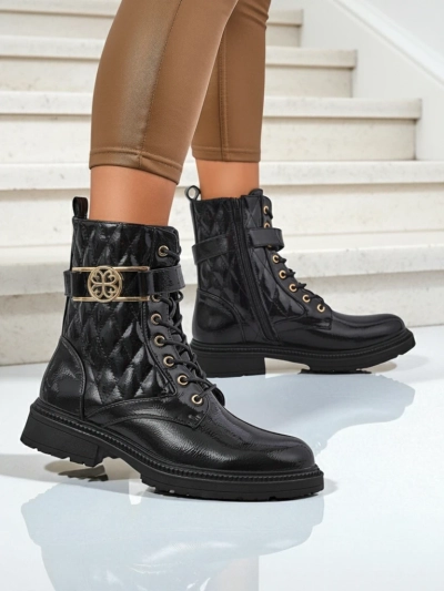 Стеганые женские ботинки из экологичной лакированной кожи Opal Verge