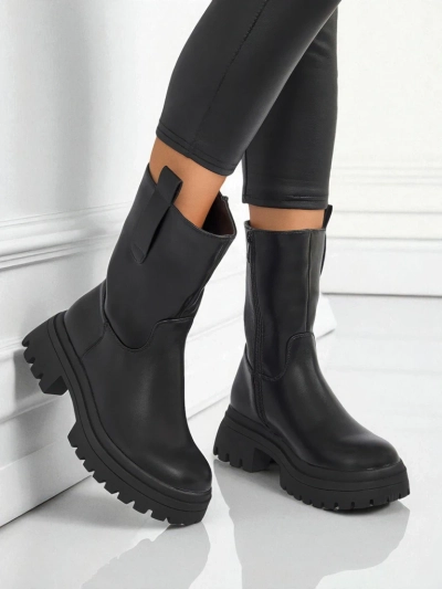 Women's High Eco-Leather Ankle Boots Scarlet Mist