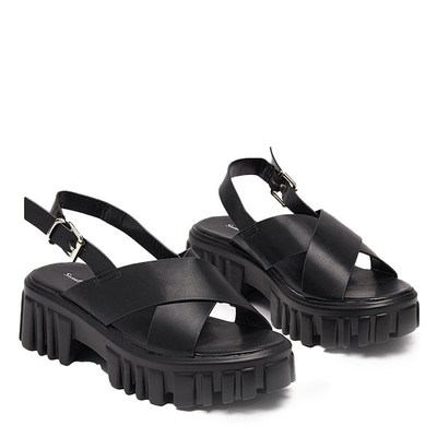 Black women's sandals on a massive Otida sole - Footwear
